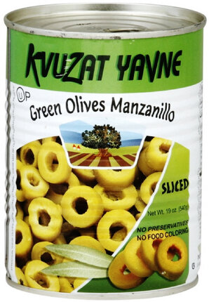 Sliced Green Olives - Kvuzat Yavne 19.7oz
